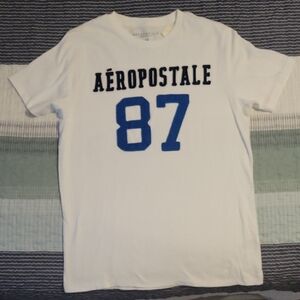 NEW Aeropostale White Tee with Blue 87 Print